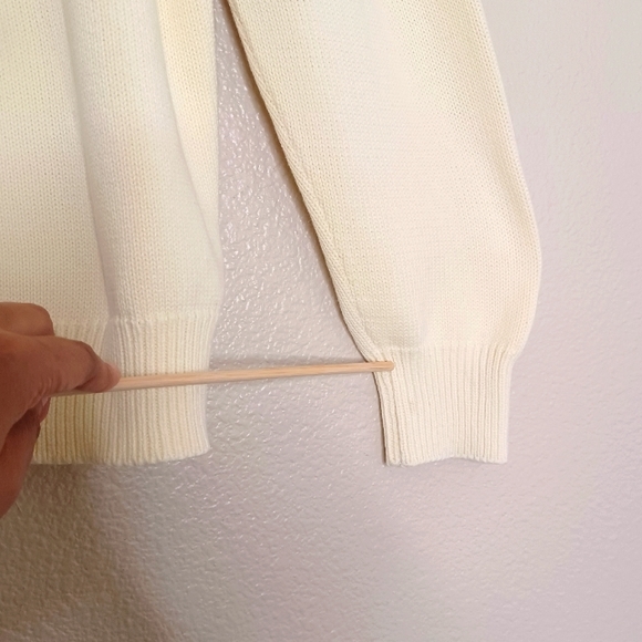 Vintage Lands' End Men's Cream Knit Long Sleeve V-Neck Sweater Top Size XL - Picture 9 of 12